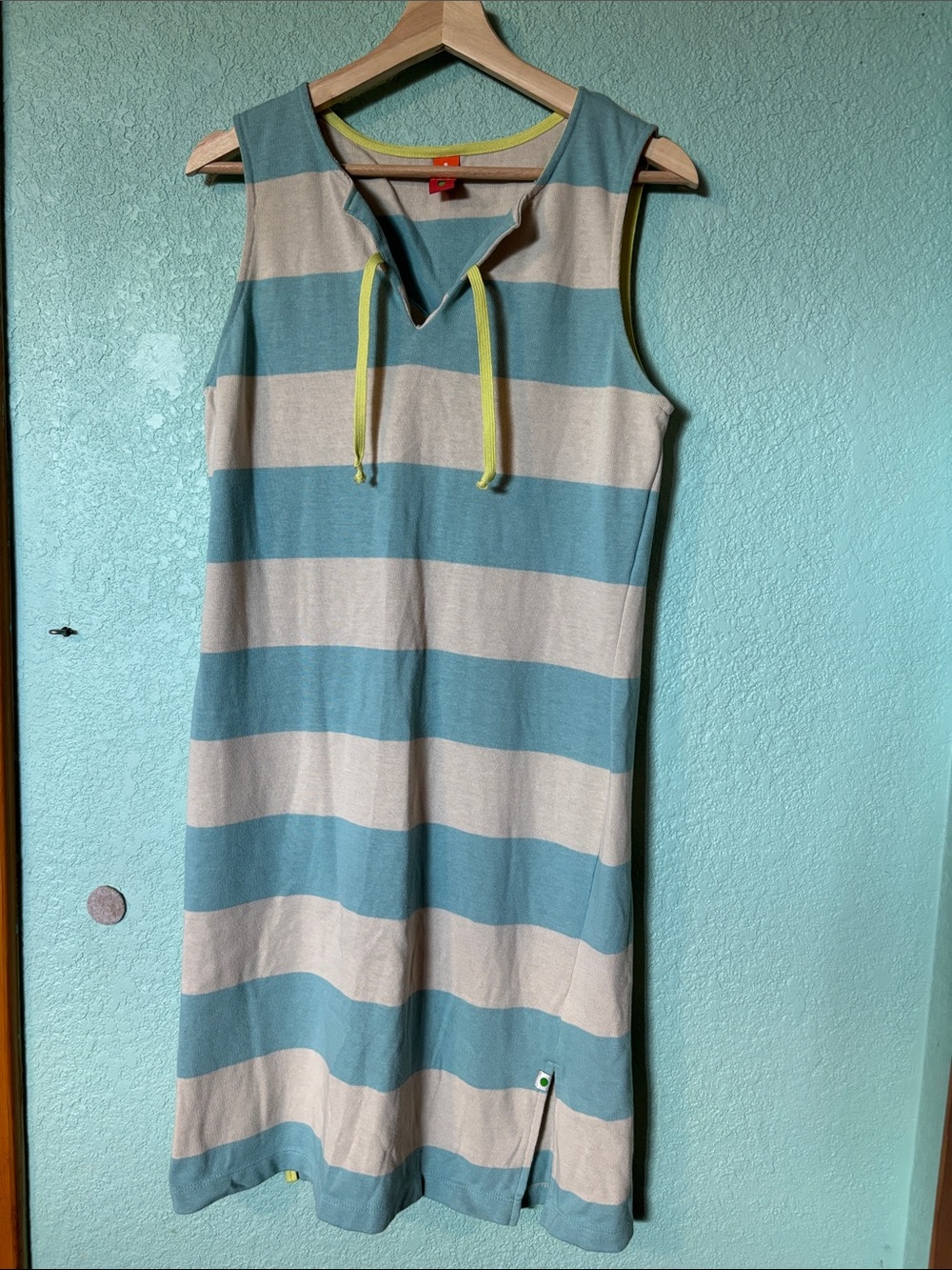 Quiksilver Y2K Alex Goes Sleeveless Blue Cream Striped Casual Dress Women’s L